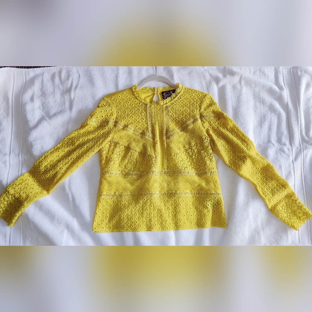 James Coviello small yellow eyelet top